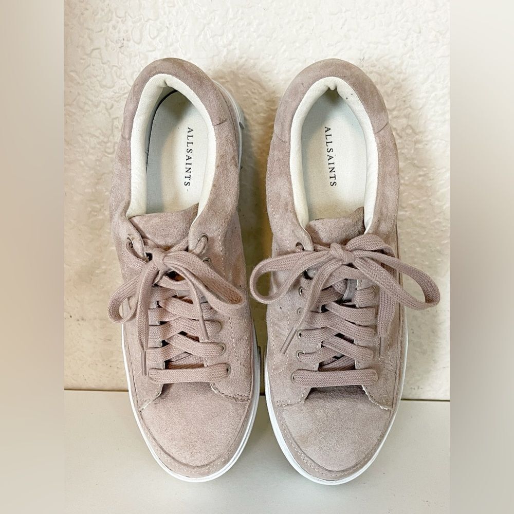 ALL SAINTS Trish suede platform sneaker in Dirty Pink. US 8/39 - Picture 9 of 13